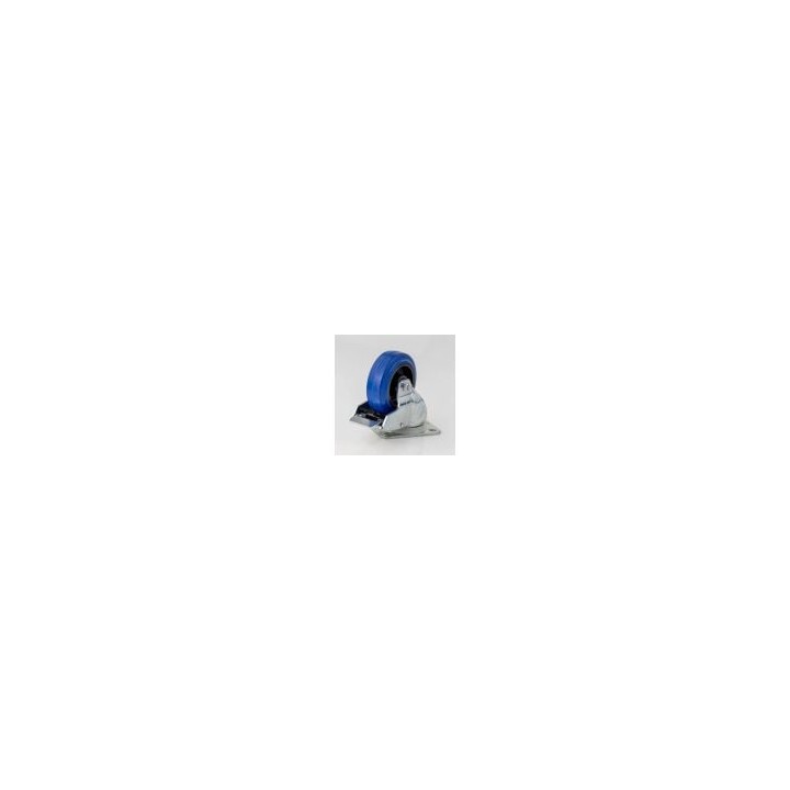 100mm Braked Swivel Castor with Rubber Blue Wheel