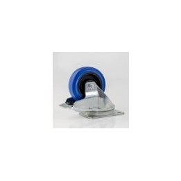 100mm Braked Swivel Castor with Rubber Blue Wheel