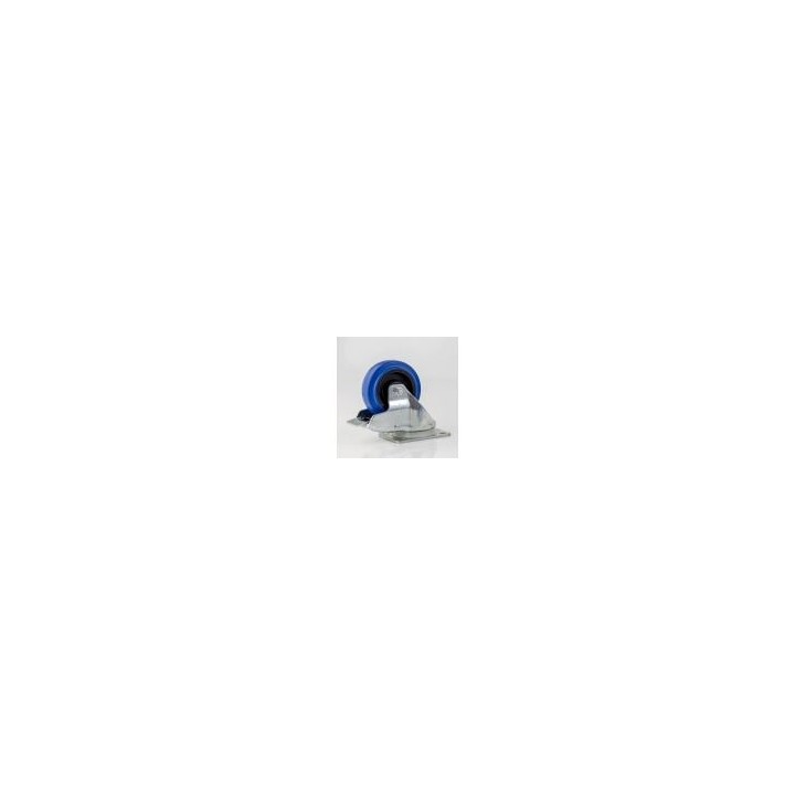 100mm Braked Swivel Castor with Rubber Blue Wheel
