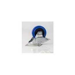 100mm Braked Swivel Castor with Rubber Blue Wheel