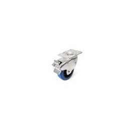 100mm Braked Swivel Automatic Castor with Rubber Blue Wheel