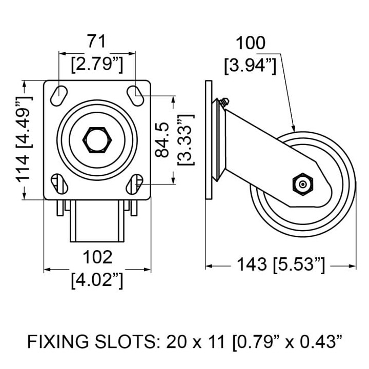 100mm Heavy Duty Swivel Castor with Green Wheel