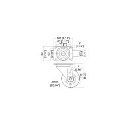 100mm Heavy Duty Swivel Castor with Rubber Blue Wheel