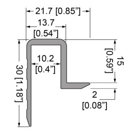 10.2mm Edge Extrusion with Lip for Slam-Lid System - 2m Long