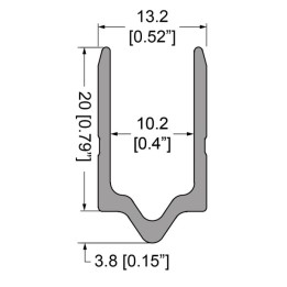 10.2mm Tongue Extrusion Mates with EG-0520/2-2M Groove Extrusion - 2m Long