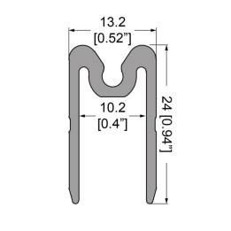 10.2mm Groove Extrusion Mates with EG-0520/1-2M Tongue Extrusion - 2m Long