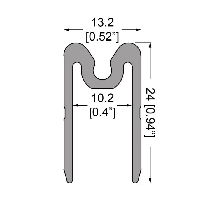 10.2mm Groove Extrusion Mates with EG-0520/1-4M Tongue Extrusion - 4m Long