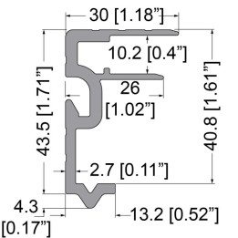 10.2mm Lid / Base Maker Tongue Extrusion with 43mm x 30mm Legs and Built-in Keeper - 4m Long