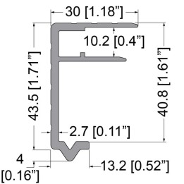 10.2mm Lid / Base Maker Tongue Extrusion with 43mm x 30mm Legs - 4m Long