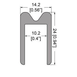 10.2mm Smooth Heavy Duty Groove Extrusion mates with EG-0523/1-2M Tongue Extrusion - 2m Long