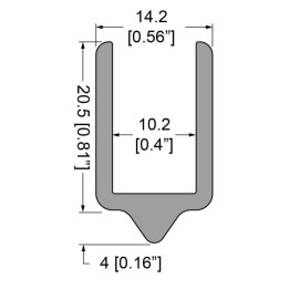 10.2mm Smooth Heavy Duty Tongue Extrusion mates with EG-0523/2-2M Groove Extrusion - 2m Long