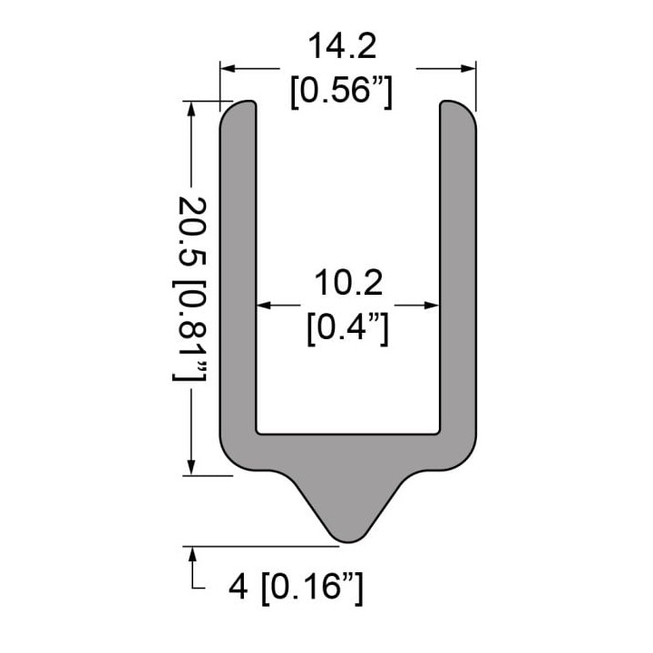 10.2mm Smooth Heavy Duty Tongue Extrusion mates with EG-0523/2-2M Groove Extrusion - 2m Long