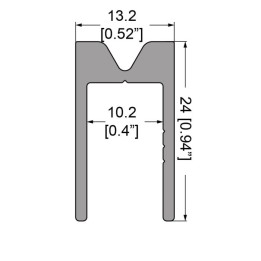 10.2mm Smooth Heavy Duty Groove Extrusion mates with EG-0524/1-2M Tongue Extrusion - 2m Long