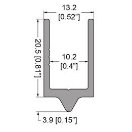 10.2mm Smooth Heavy Duty Tongue Extrusion mates with EG-0524/2-2M Groove Extrusion - 2m Long