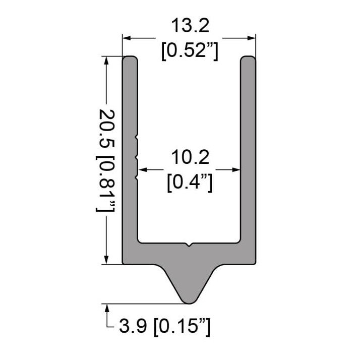 10.2mm Smooth Heavy Duty Tongue Extrusion mates with EG-0524/2-2M Groove Extrusion - 2m Long