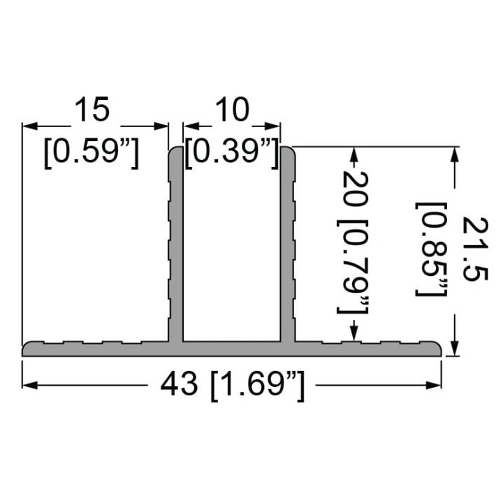 10mm Hat-Shaped Divider Extrusion - 4m Long