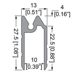 10mm Hybrid Extrusion with Gasket Groove - 4m Long
