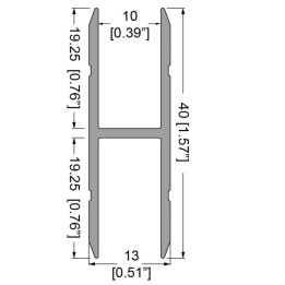 10mm H-Shape Extension Extrusion with 19mm Legs - 4m Long
