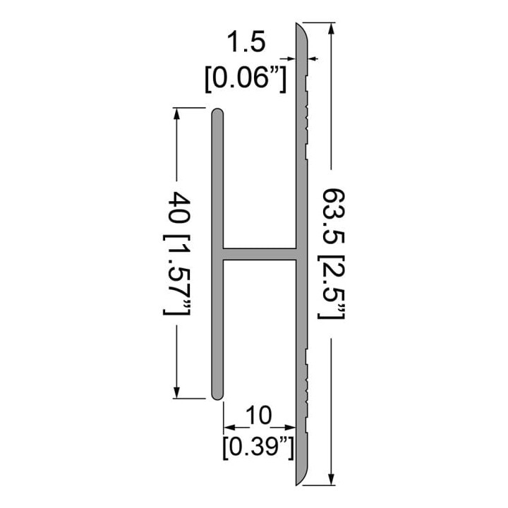 10mm H-Shape Extension Extrusion with Unequal Legs - 4000mm Long