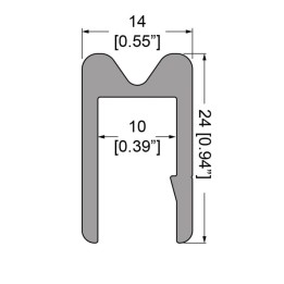 10mm Smooth Groove Extrusion mates with EG-0527/1-2M Tongue Extrusion - 2m Long