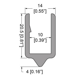 10mm Smooth Tongue Extrusion mates with EG-0527/2-4M Groove Extrusion - 2m Long