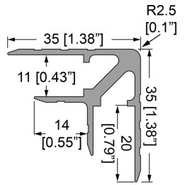 11mm Double Angle Extrusion with 35mm Legs - 2m Long