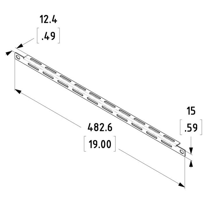 12.4mm Deep Black 1/2U Cable Lacing Bar