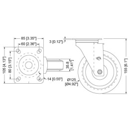 127mm Swivel Castor with Blue Wheel