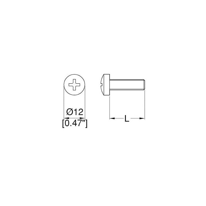 12mm Long Black Pozidriv Pan Head Screw with M6 Thread