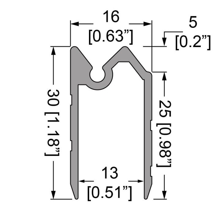 13mm Hybrid Extrusion with Gasket Groove - 4m Long