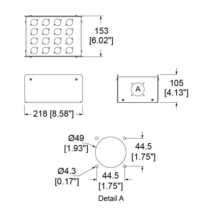 16 Hole Stage Box Punched for D-Series Connectors