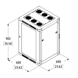 18U Server Enclosure / M6 Rails / 600mm x 600mm / Poly Door