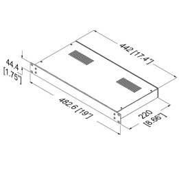 1U Black 220mm Deep Rack Box with Removable Back Panel and Black Front Panel