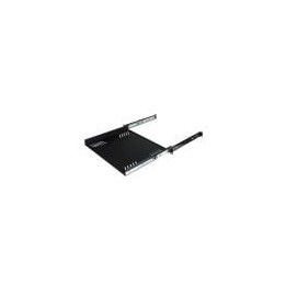 1U Black 380mm Deep Sliding Rack Tray with Universal Fixing