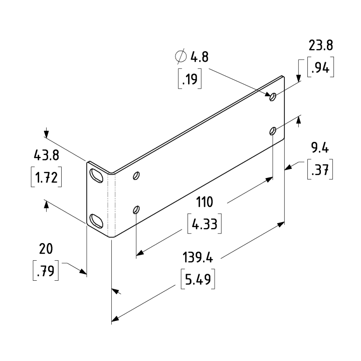 1U Black Rack Mounting Bracket