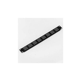 1U Black Flanged Rack Panel with Horizontal Vents