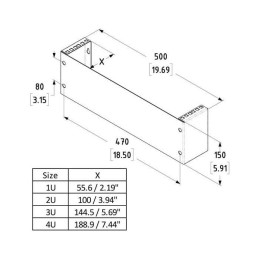 1U Rack Mount Bracket with Square Hole Rails