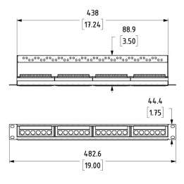 1U Rack Panel Punched for 24 x Keystone Snap-in Modules with Cable Management