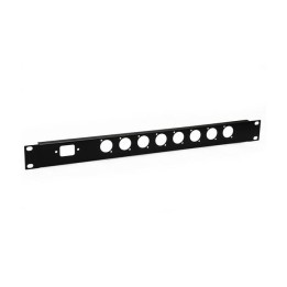 1U Rack Panel Punched for 8 x Neutrik D-Series and 1 x IEC Power Inlet Connector
