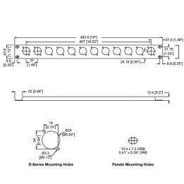 1U Rack Panels Punched for 12 x D-Series Connectors