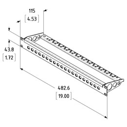 1U Rack Panels for 20 x BNC Connectors with Cable Support Bar
