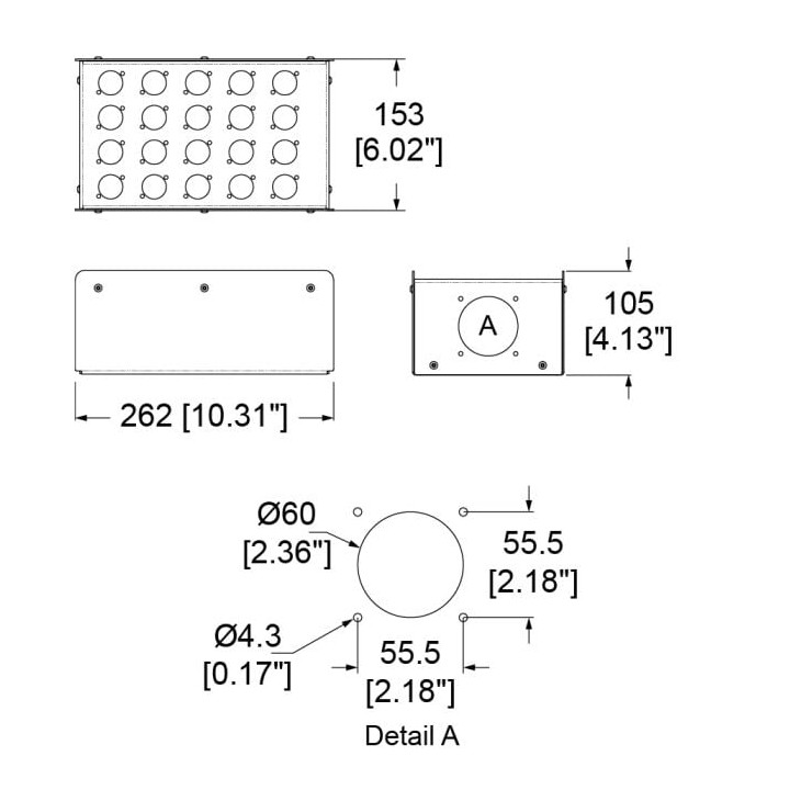 20 Hole stage box punched for Neutrik D series connectors