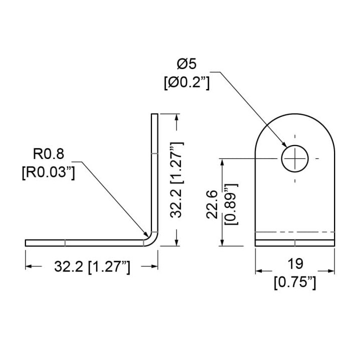 2 Hole Black Brace 32.2mm x 19mm
