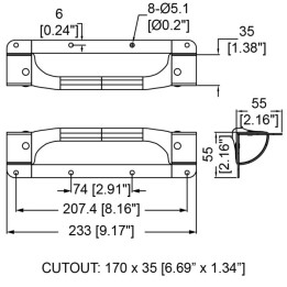 2 Parts Black Corner Handle with Tight Radius