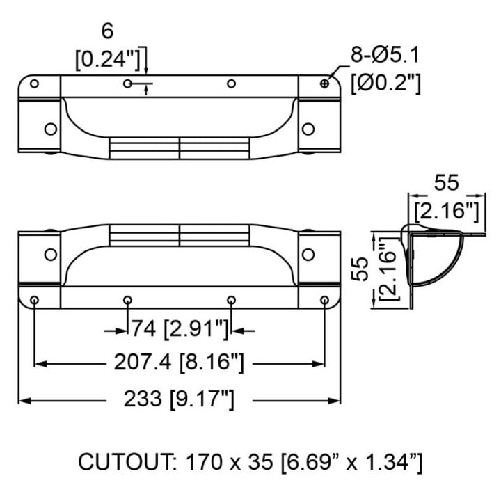 2 Parts Zinc Corner Handle with Tight Radius