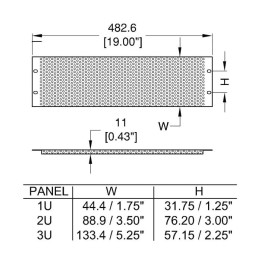 2U Black Fully Perforated Flanged Rack Panel