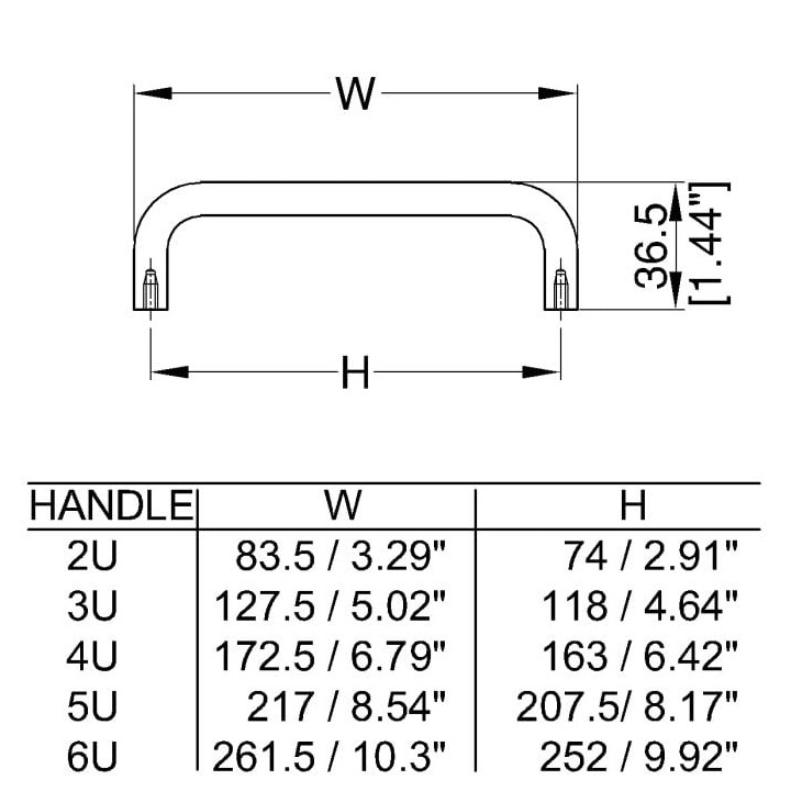 2U Black Rack Panel Handle