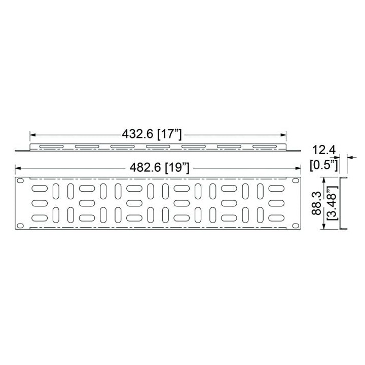 2U Horizontal Lacer Panel with a Matrix of Holes