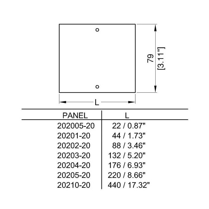 2U MSB Front Panel - 3 Modules Wide