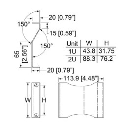 2U Rack Mount Offset Brackets - 114mm Deep